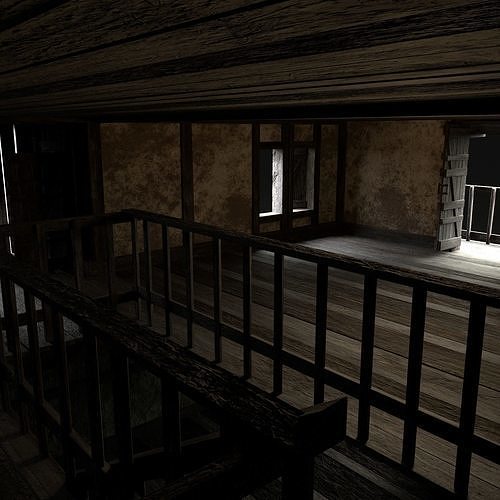 ENTERABLE AAA NEXT GEN MEDIEVAL CITY TOWN HOUSE VILLAGE Low-poly 3D model 7