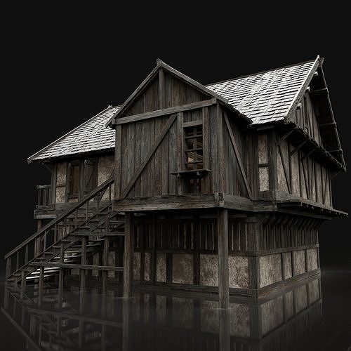 ENTERABLE AAA NEXT GEN MEDIEVAL CITY TOWN HOUSE VILLAGE Low-poly 3D model 2