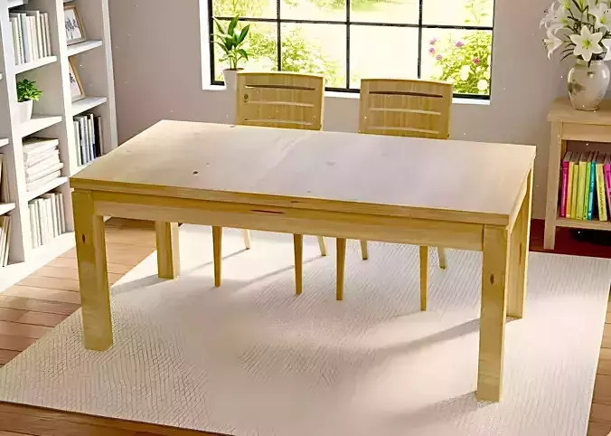 Wooden Table and Chairs 3D Model  Low-poly 3D model