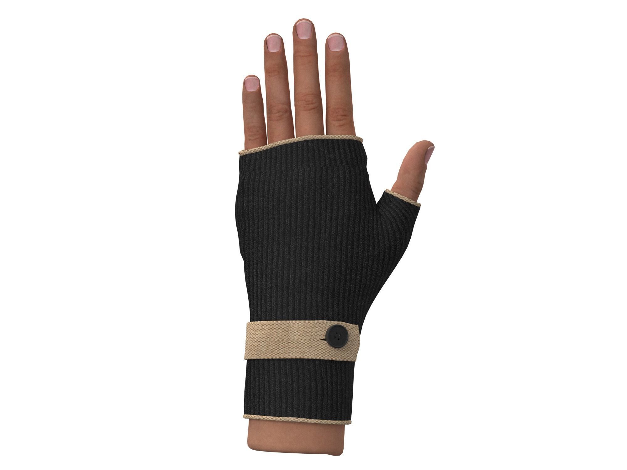 fingerless gloves  3D model_1
