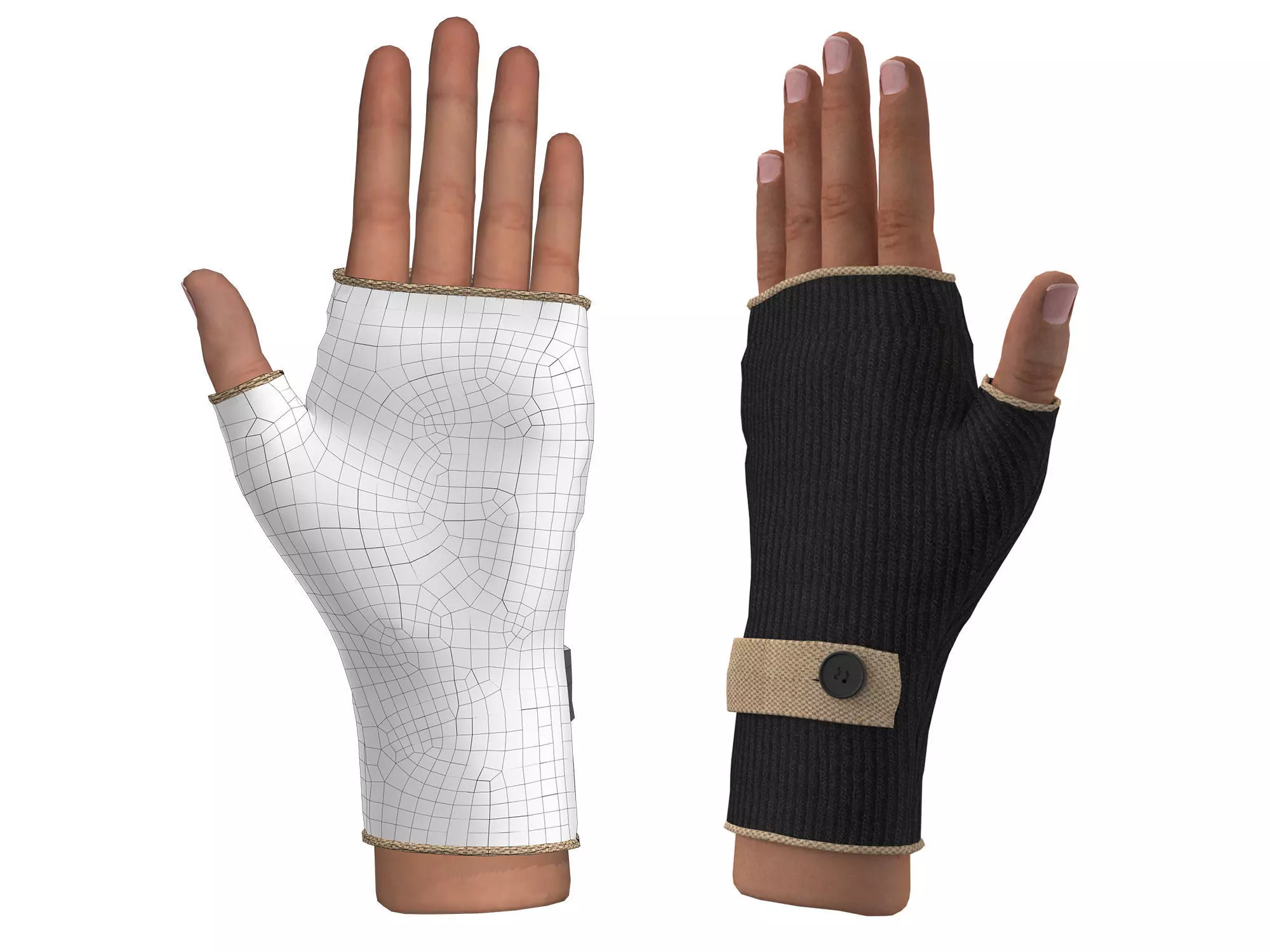 fingerless gloves  3D model_0