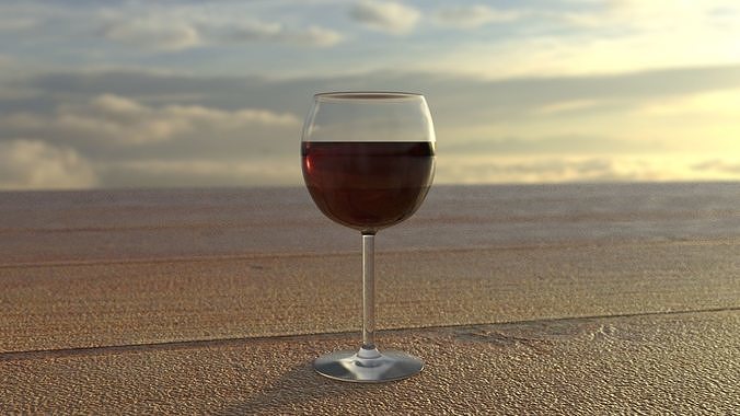 Glass of Red Wine Low-poly 3D model