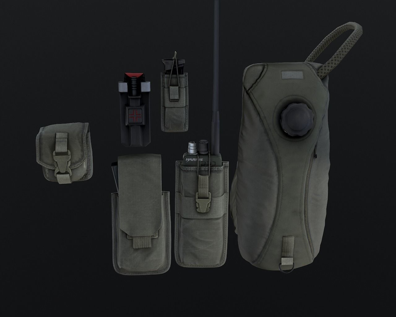 Tactical vest Low-poly 3D model_14