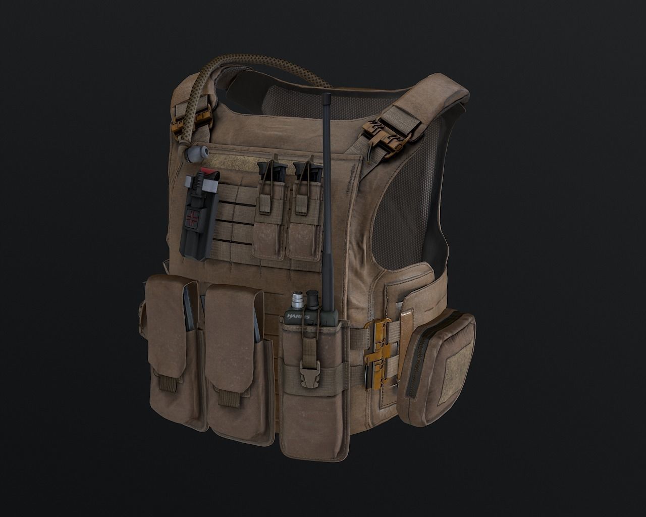 Tactical vest Low-poly 3D model_1