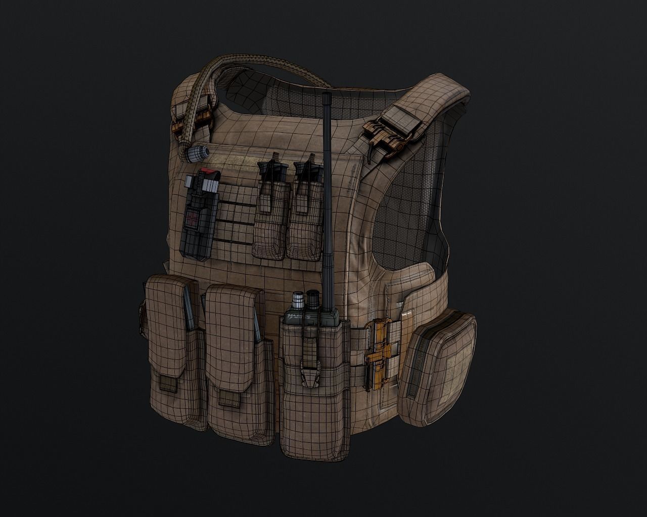 Tactical vest Low-poly 3D model_19