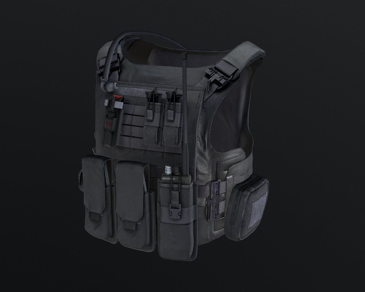 Tactical vest Low-poly 3D model_2