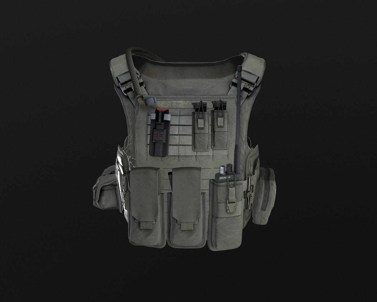 Tactical vest Low-poly 3D model_3