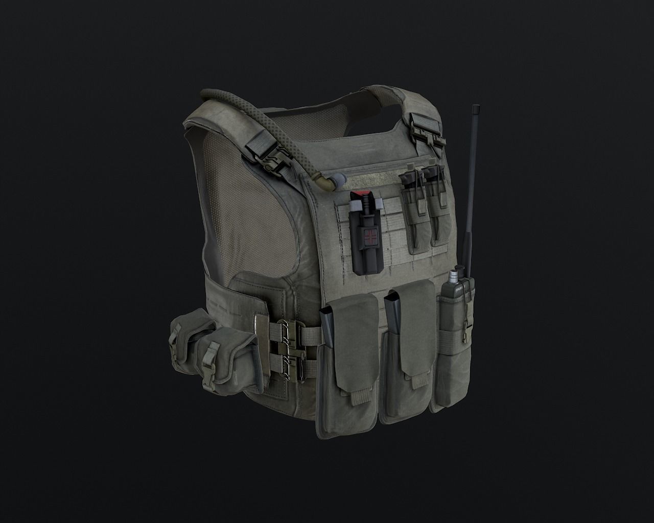 Tactical vest Low-poly 3D model_4