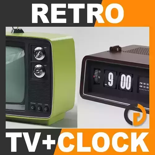 Retro Television Set and Radio Alarm Flip Clock