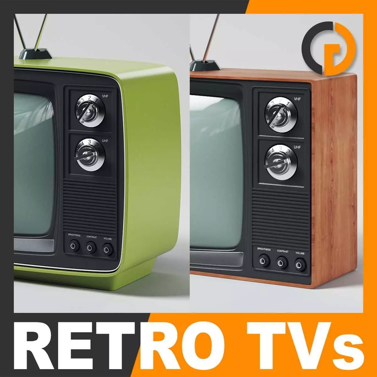 Retro Television Set Pack 3D model_0