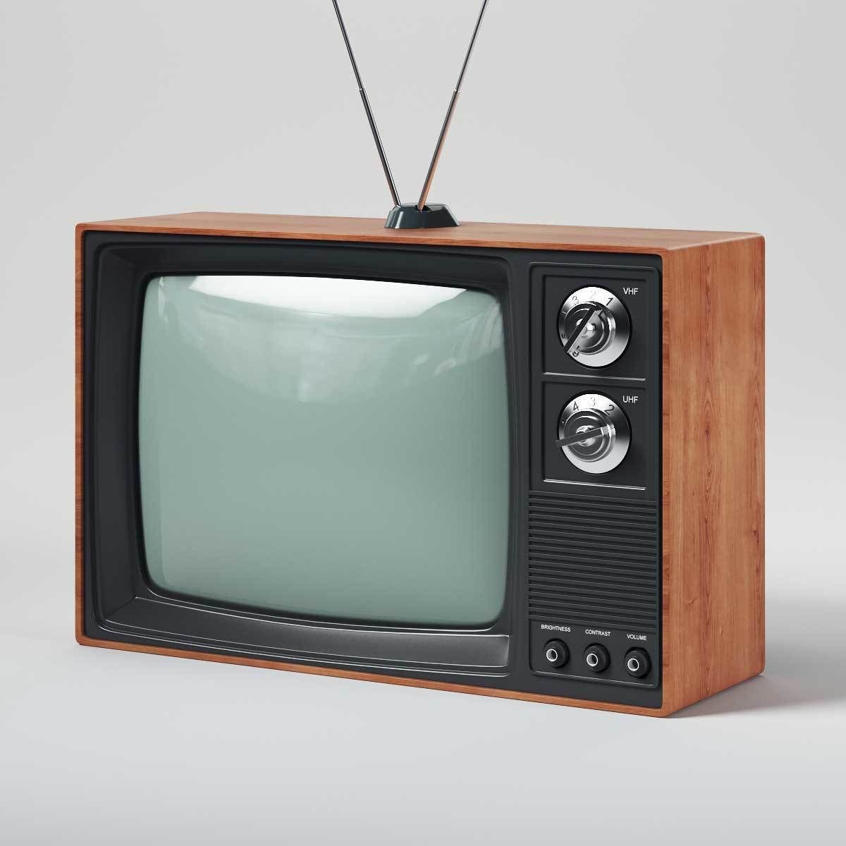 Retro 80s Television Set 3D model_1