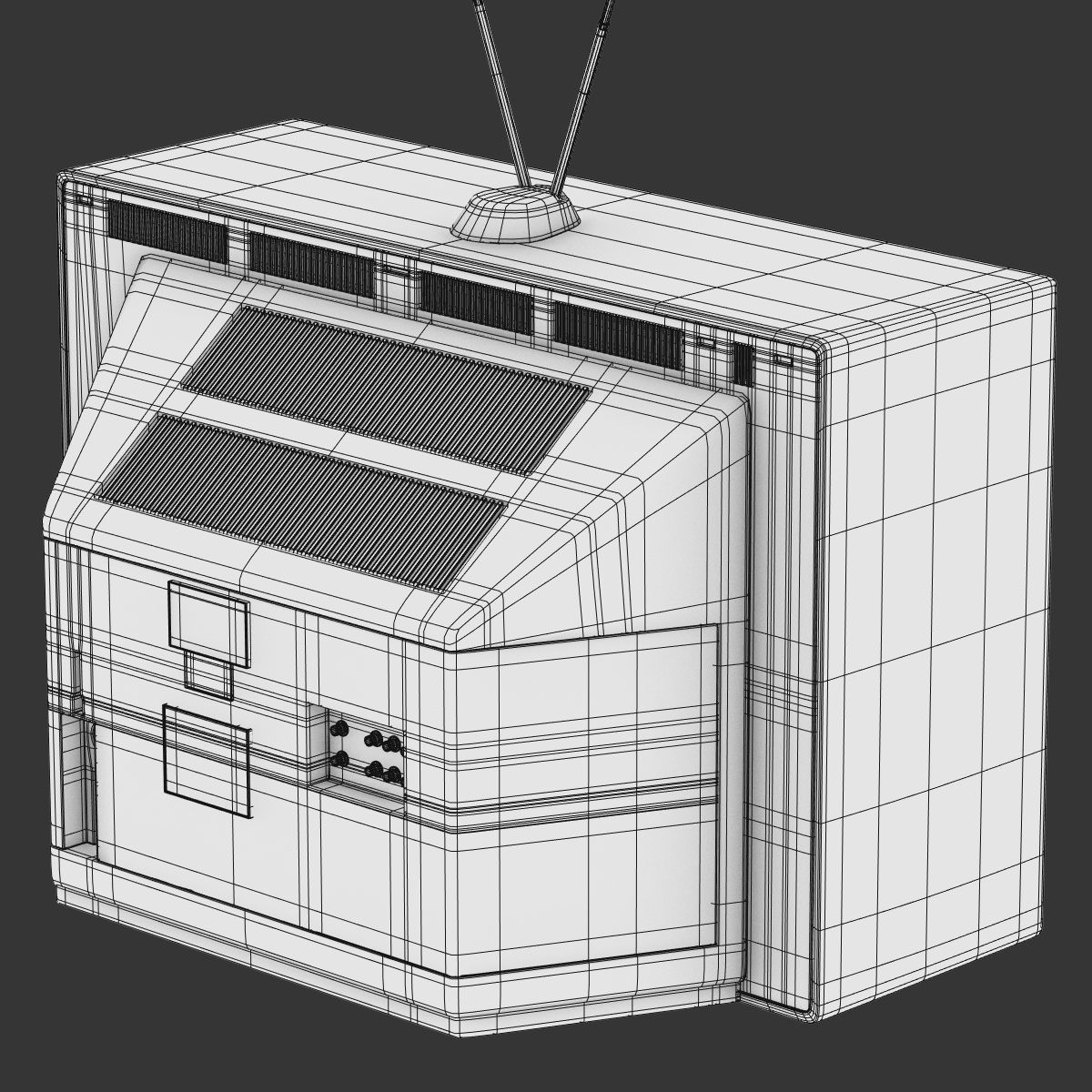 Retro 80s Television Set 3D model_7