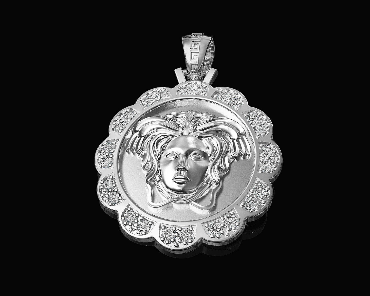 Medusa in Rose pendant 3D print model_3