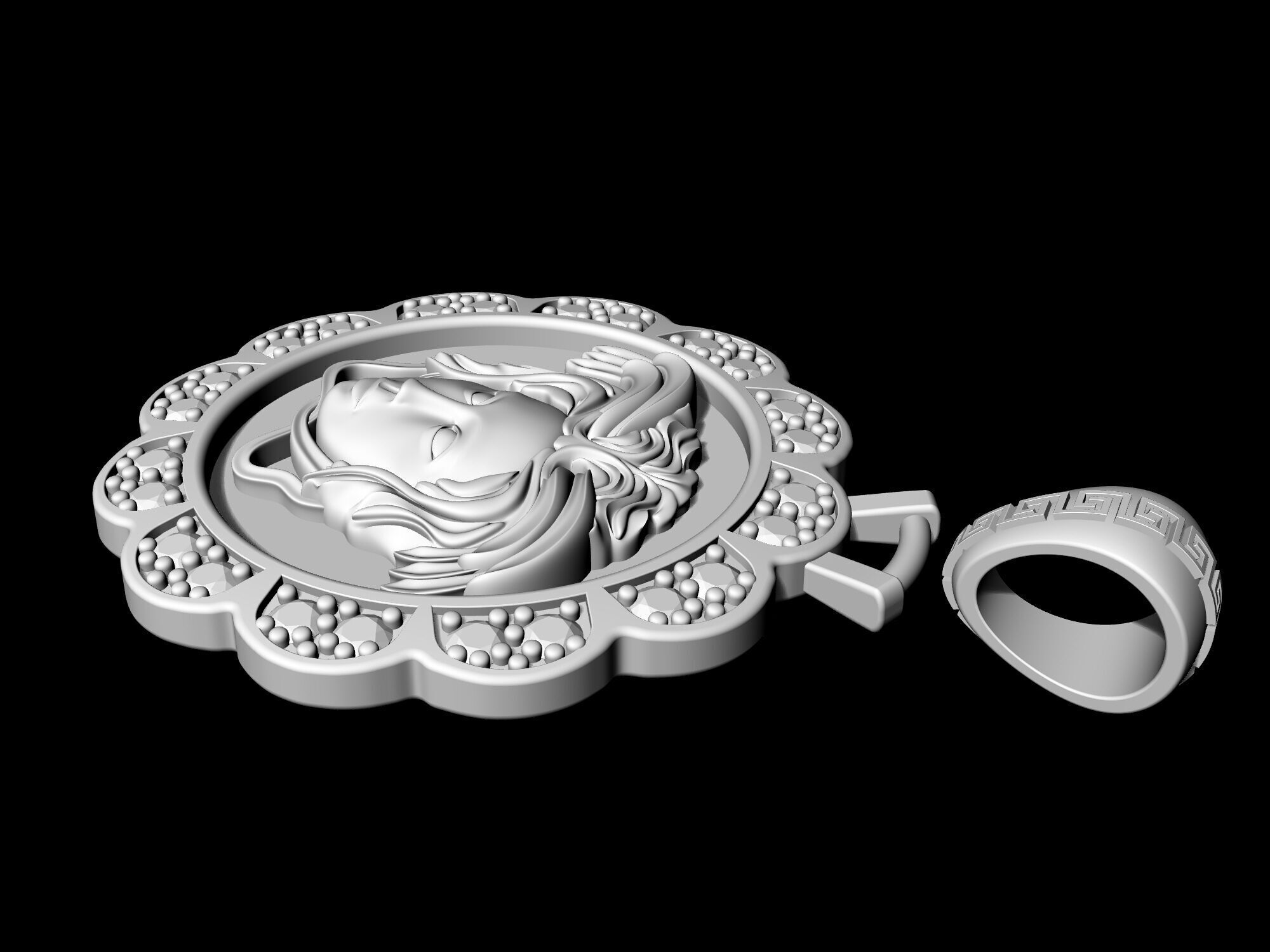 Medusa in Rose pendant 3D print model_8