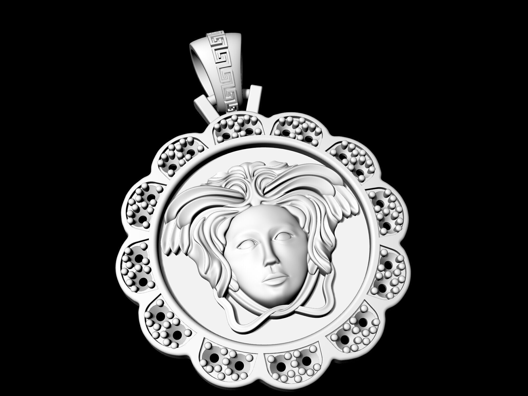 Medusa in Rose pendant 3D print model_5