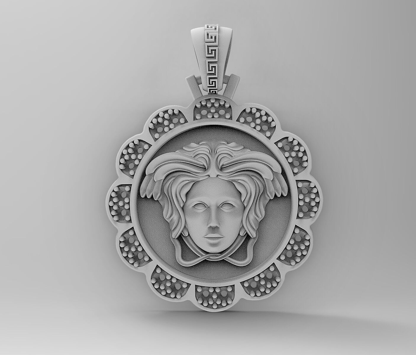 Medusa in Rose pendant 3D print model_4
