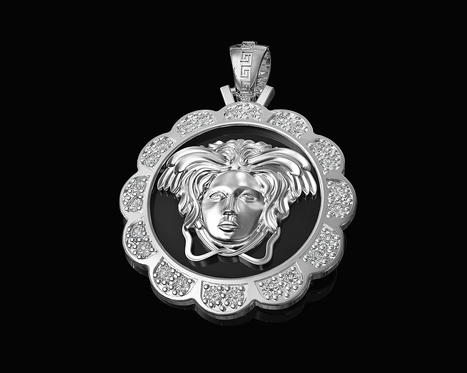 Medusa in Rose pendant 3D print model_2
