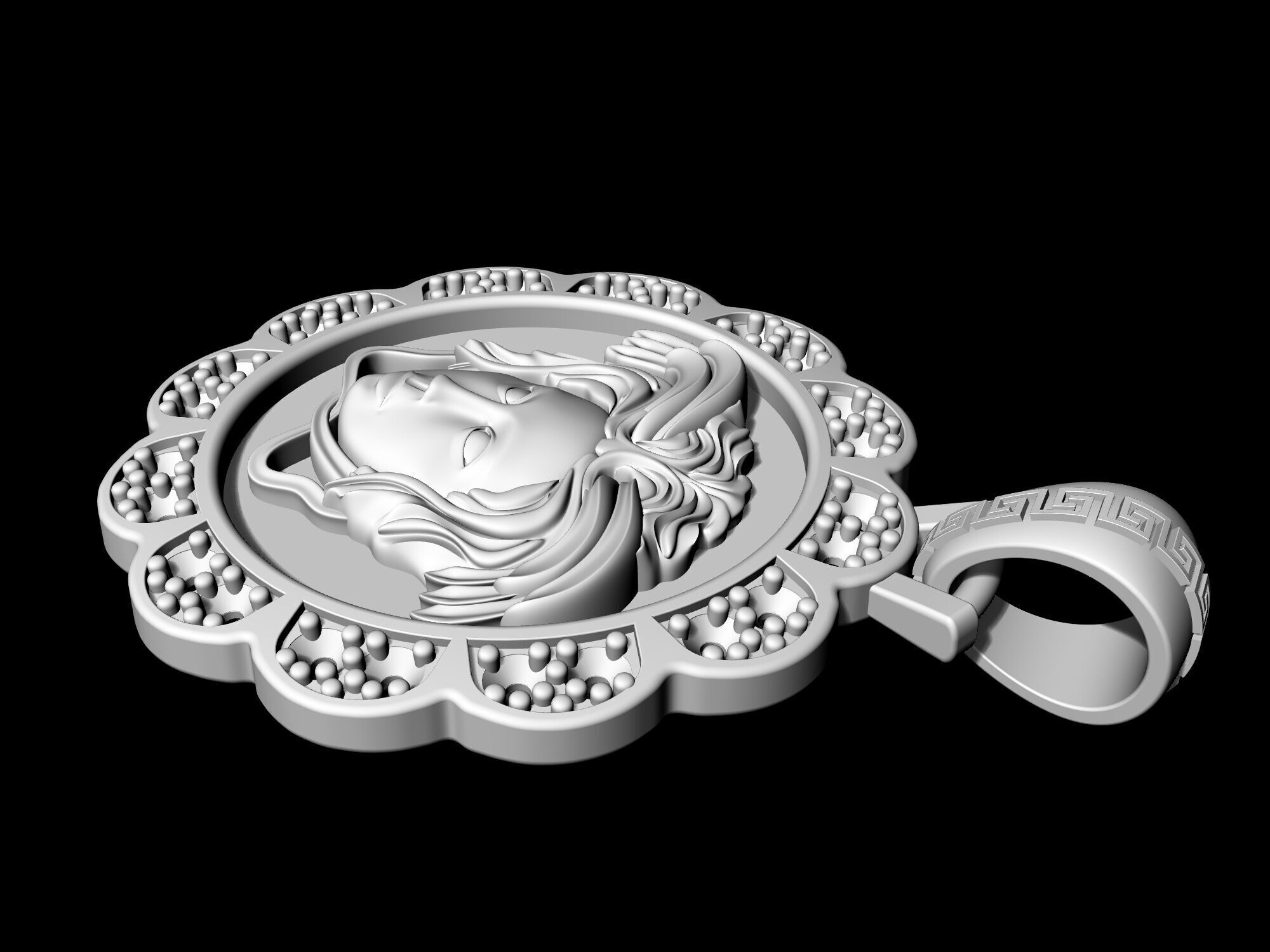 Medusa in Rose pendant 3D print model_7