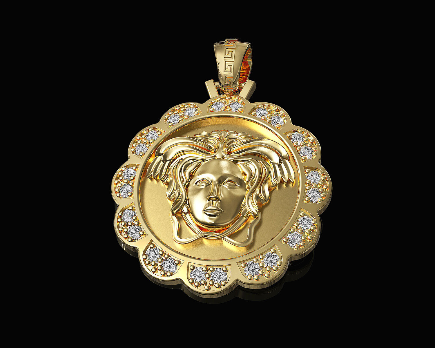 Medusa in Rose pendant 3D print model_1