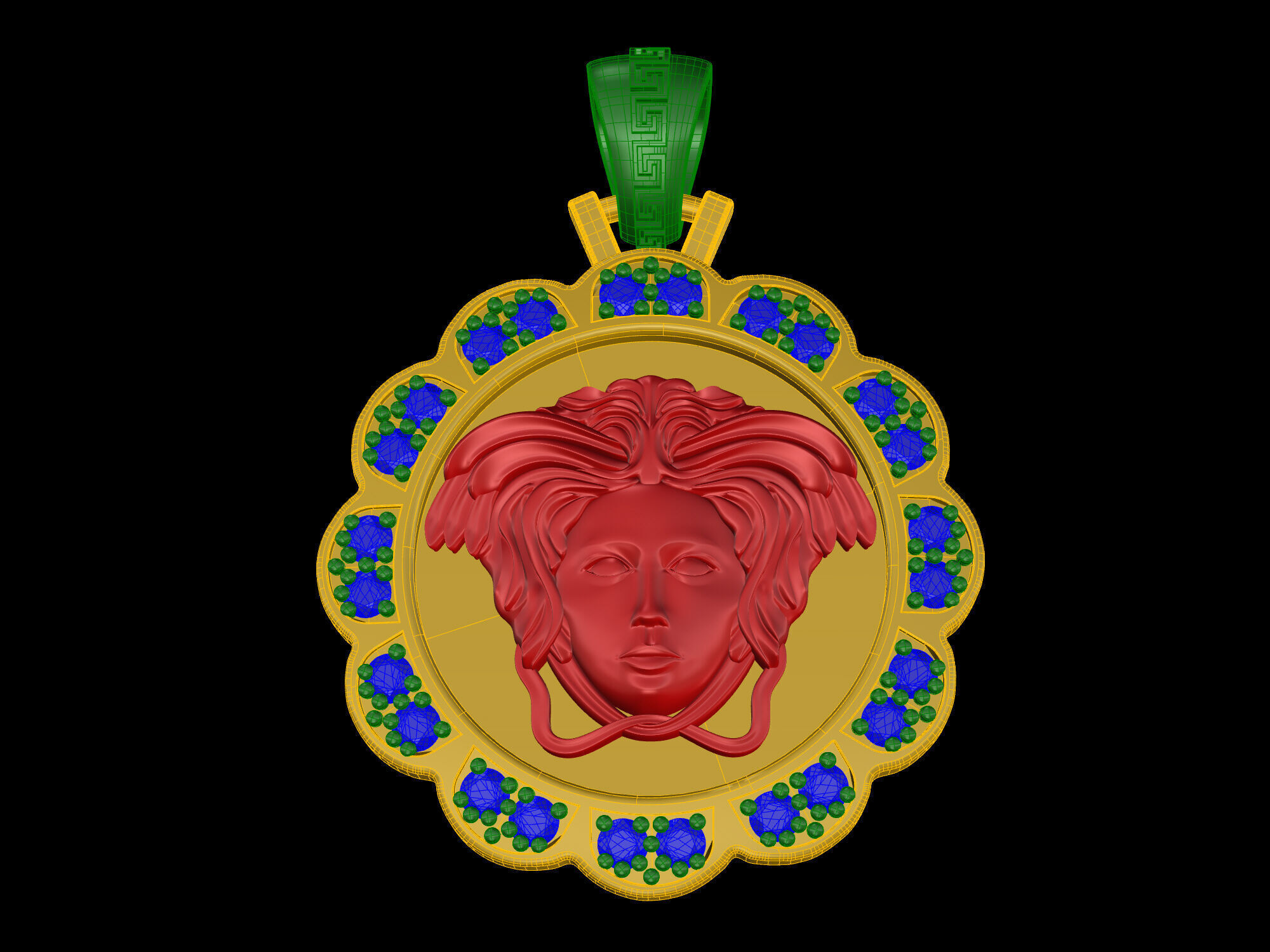 Medusa in Rose pendant 3D print model_14