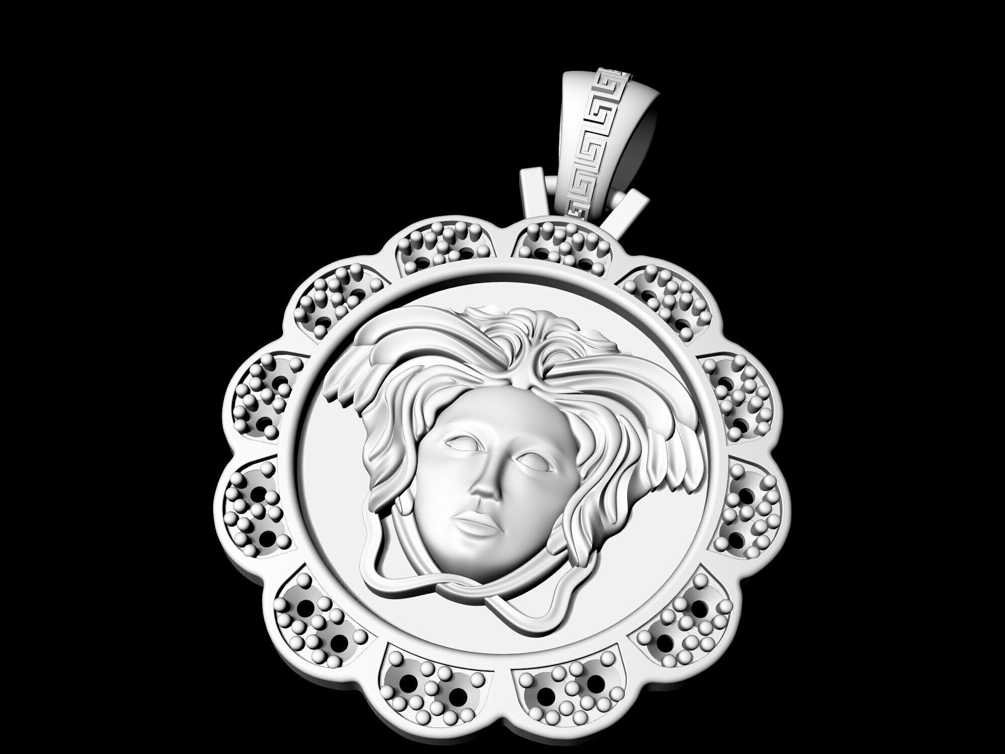 Medusa in Rose pendant 3D print model_6