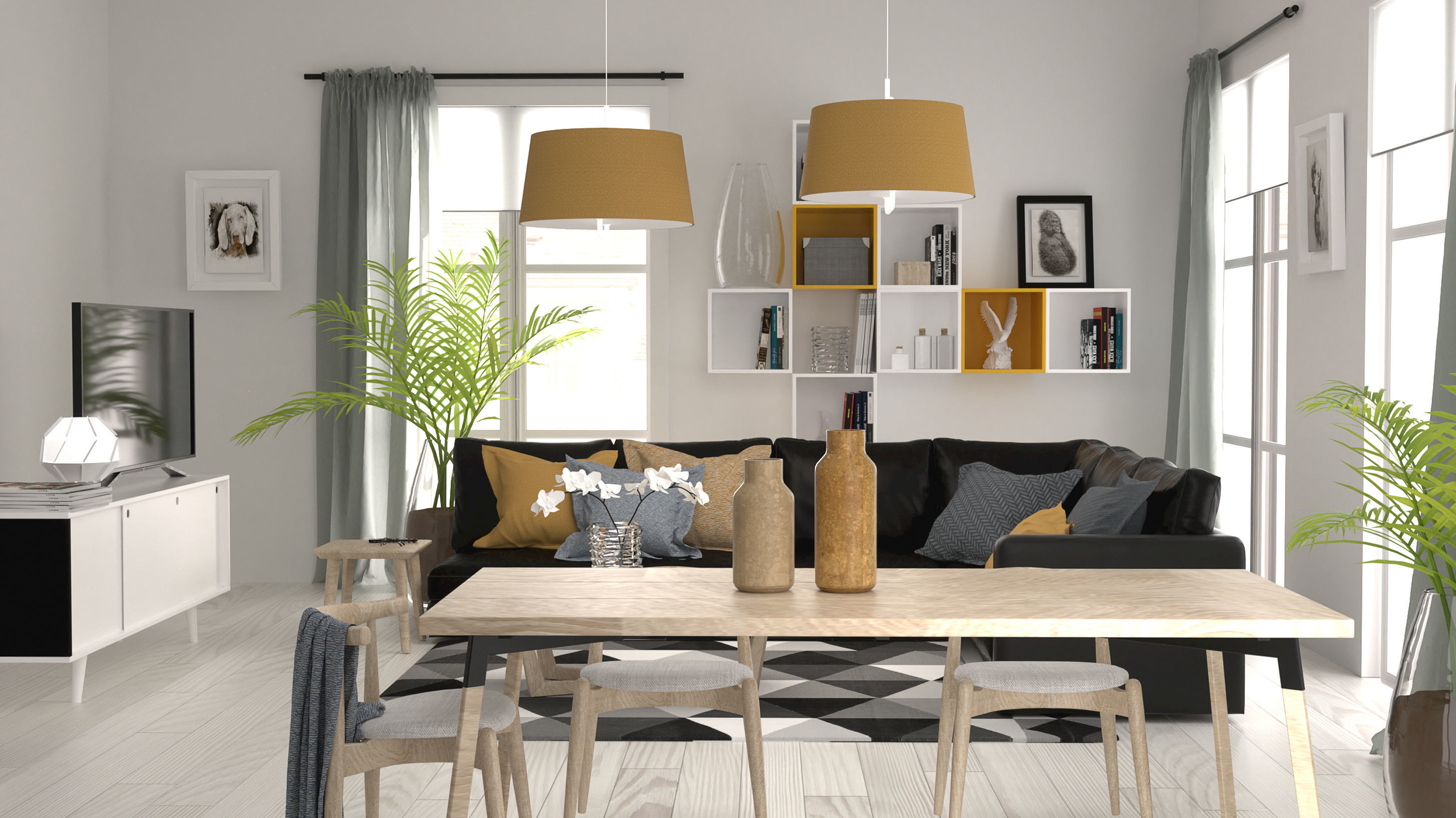 Living Room Octane Render 3D model_1