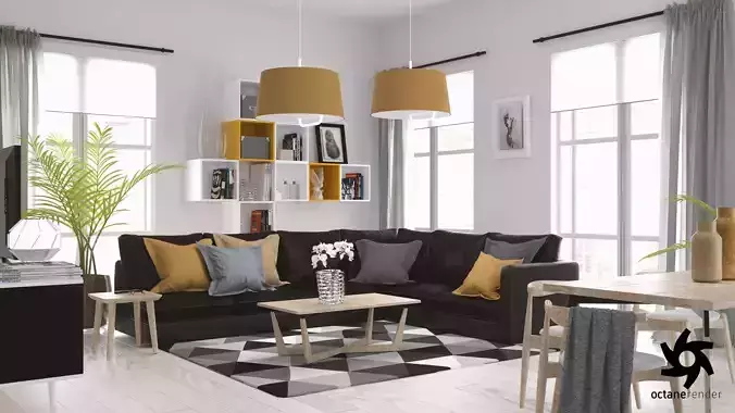 Living Room Octane Render