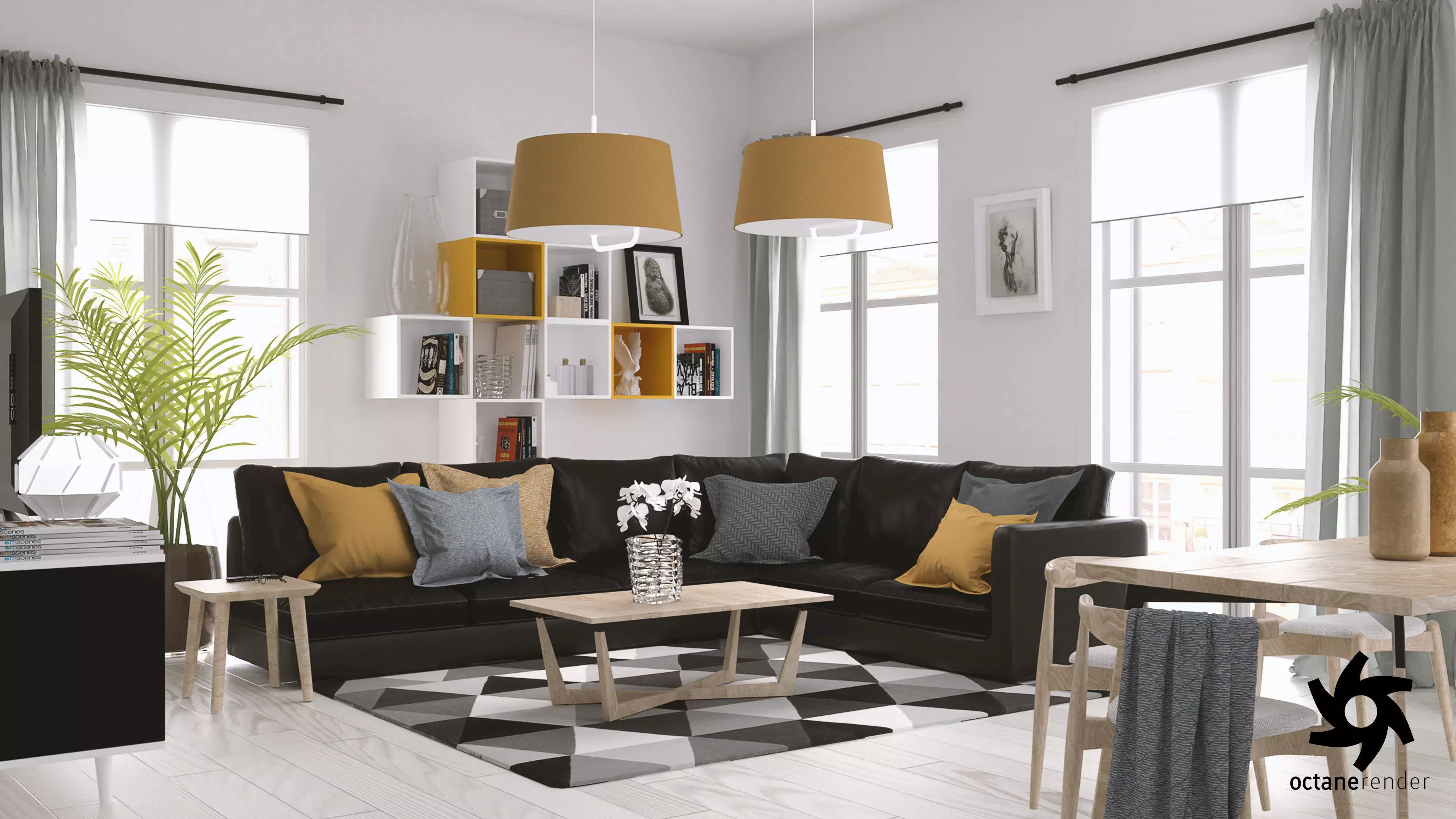 Living Room Octane Render 3D model_0