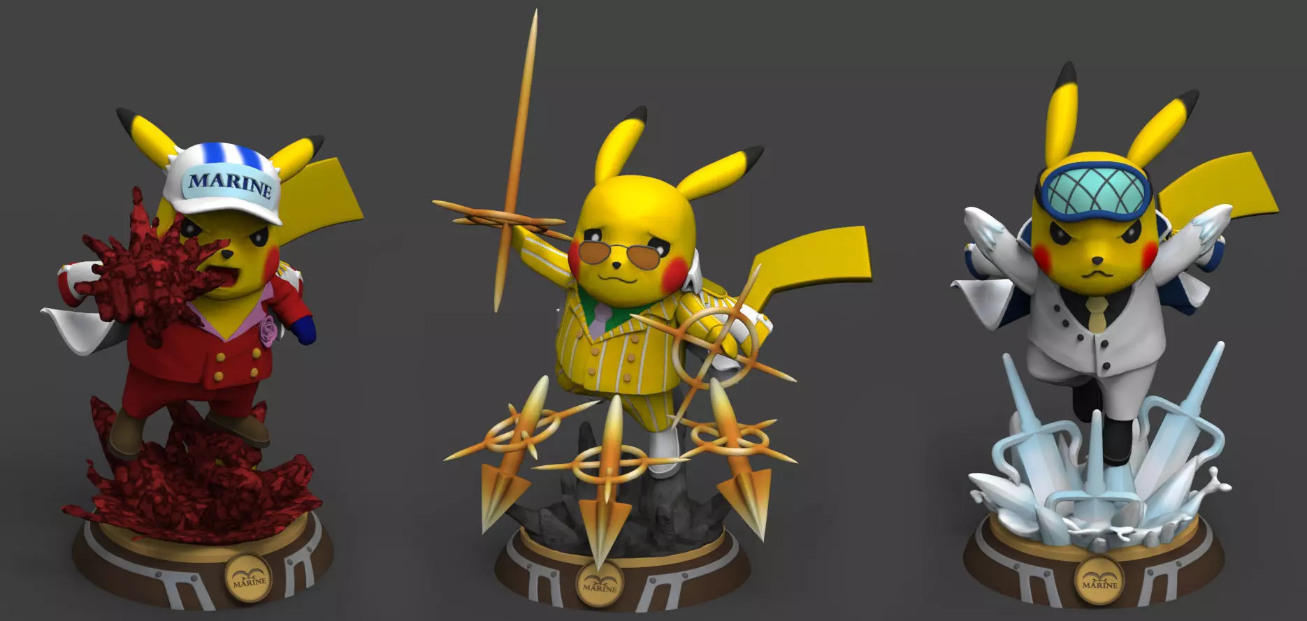 PIKACHU AS ONE PIECE ADMIRALS 3D print model_0