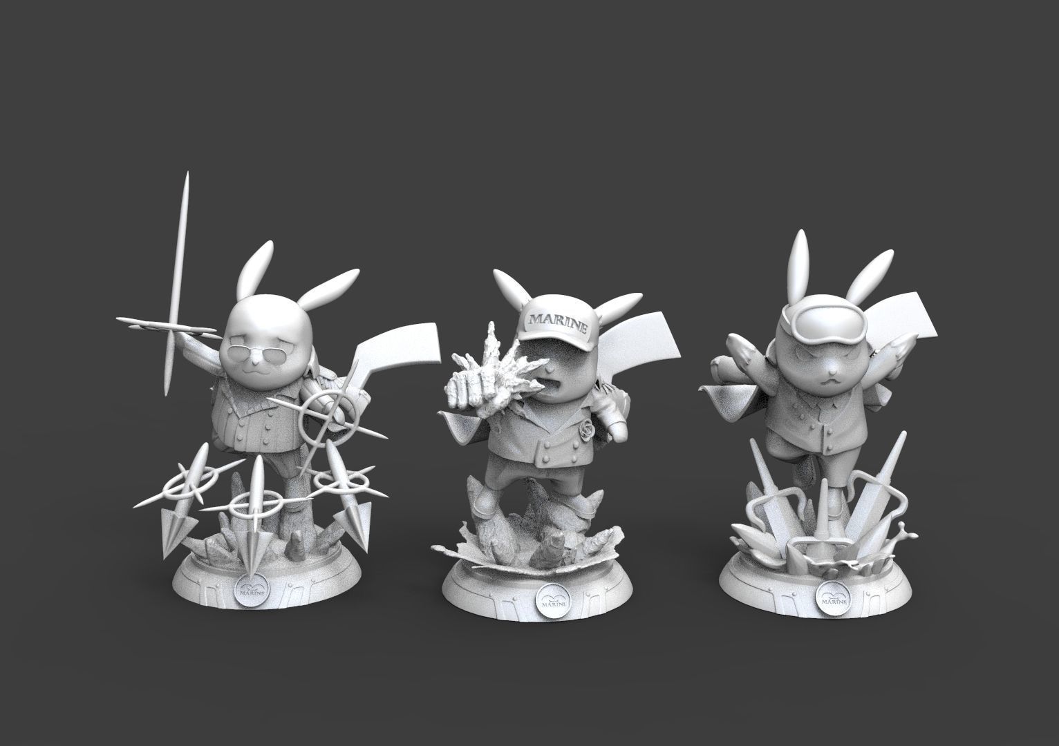 PIKACHU AS ONE PIECE ADMIRALS 3D print model_4
