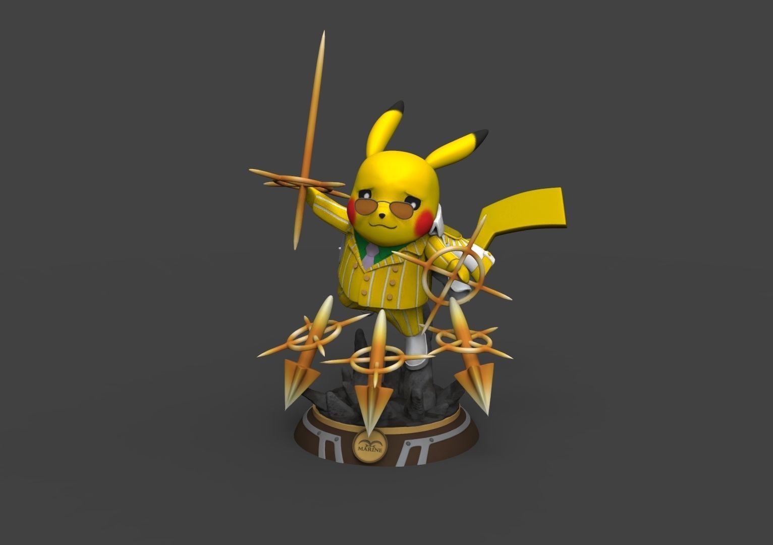 PIKACHU AS ONE PIECE ADMIRALS 3D print model_3