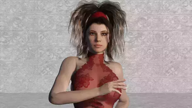 Beautiful and Glamorous Lady in Red 3D model