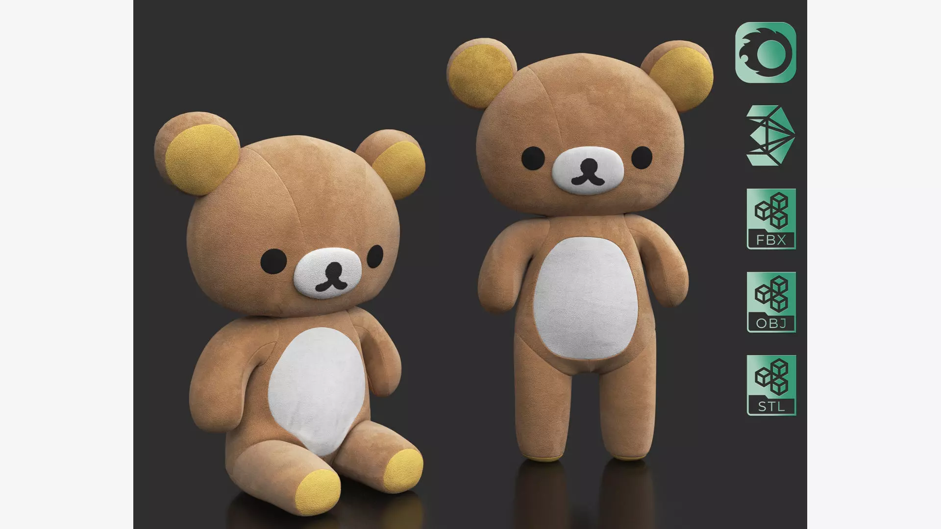 Rilakkuma Plush soft toy doll  3D model_0
