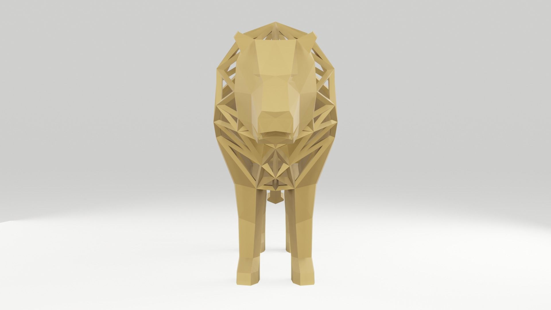 Low Poly Lion wooden sculpture of horse Low-poly 3D model_1