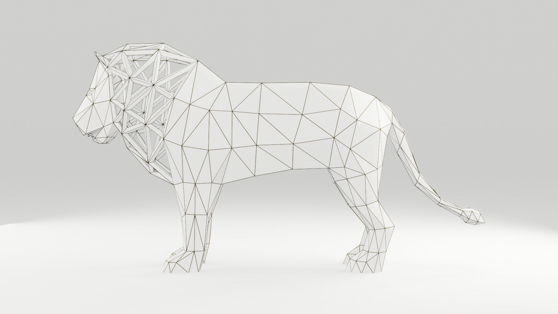Low Poly Lion wooden sculpture of horse Low-poly 3D model_9