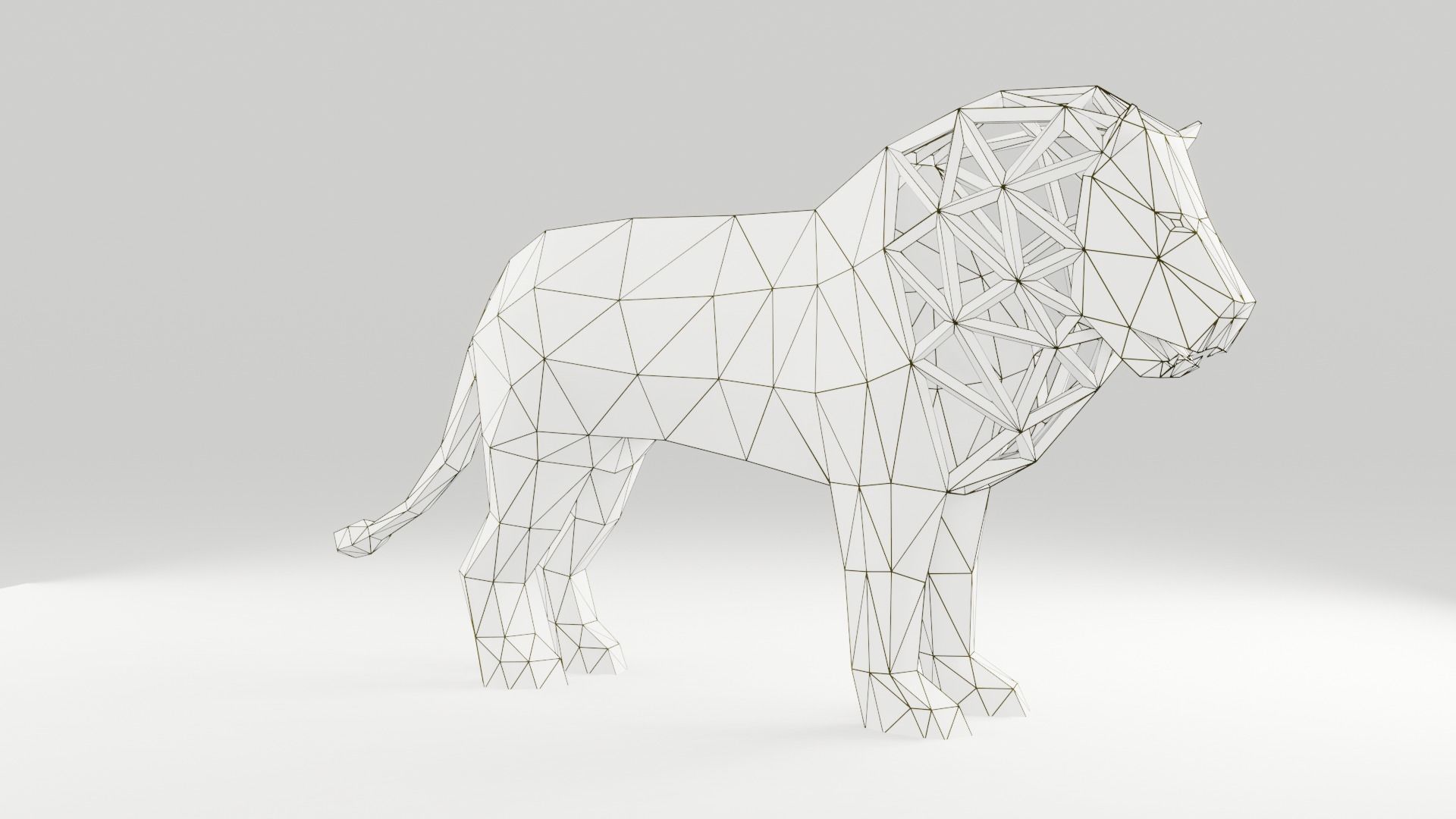 Low Poly Lion wooden sculpture of horse Low-poly 3D model_7