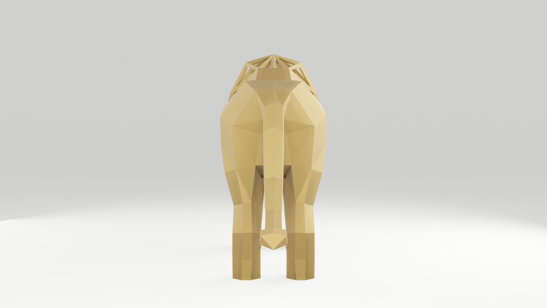 Low Poly Lion wooden sculpture of horse Low-poly 3D model_4