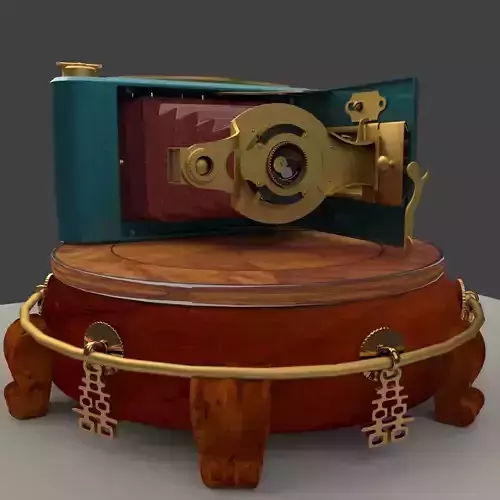 Chines display stand with old camera