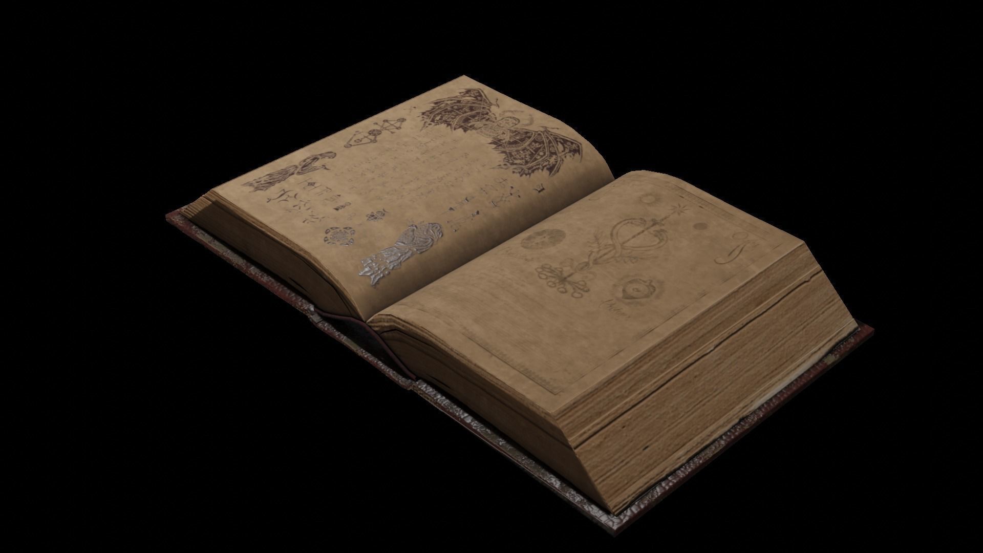 Two magic books Free 3D model_2