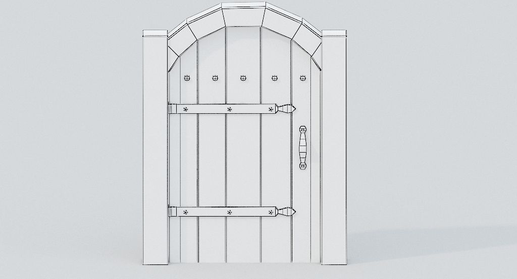 Medieval Wooden Door Low-poly 3D model_7