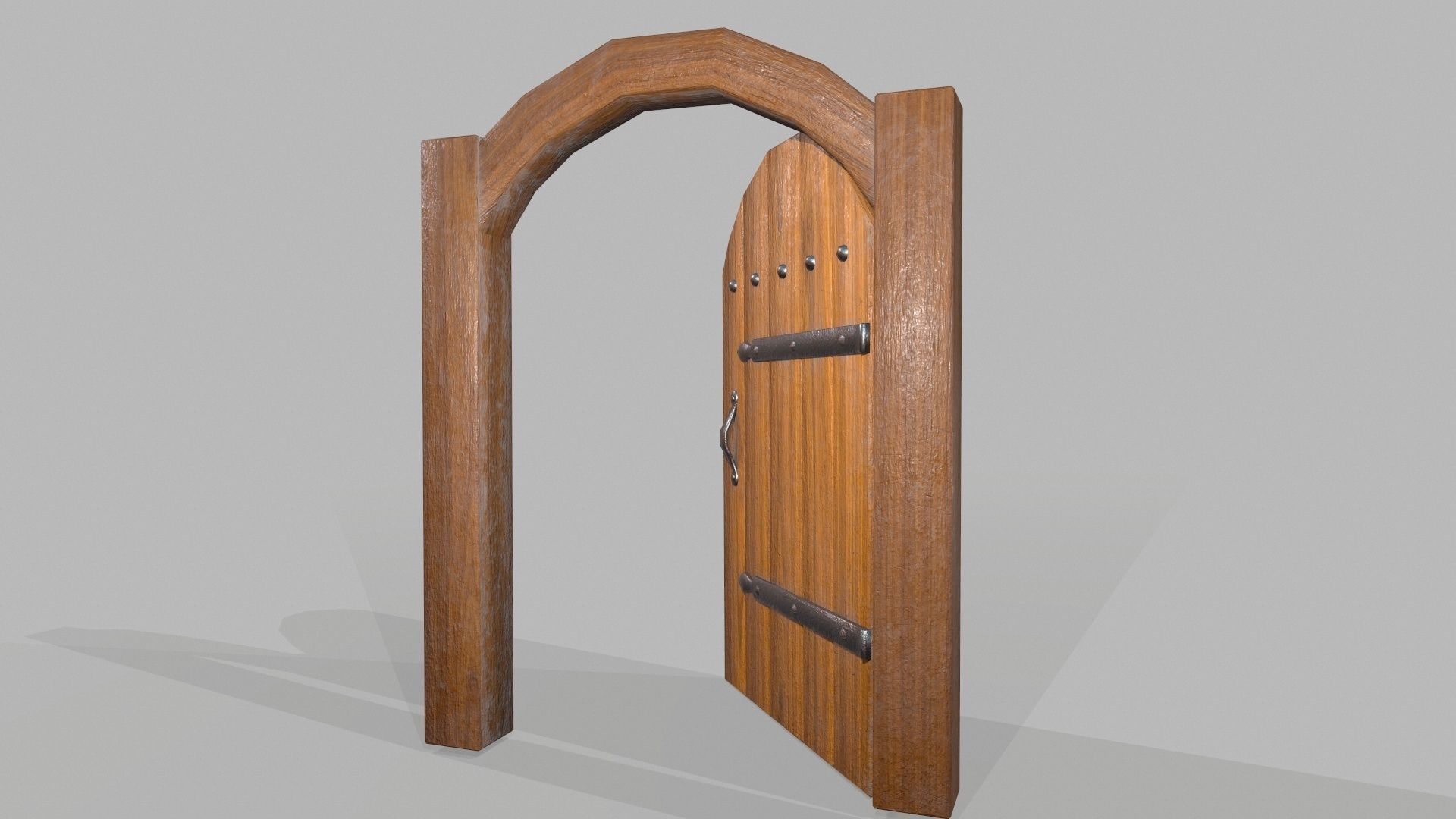 Medieval Wooden Door Low-poly 3D model_6
