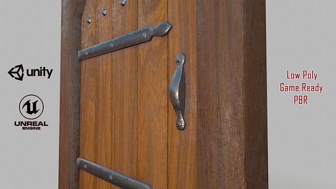 Medieval Wooden Door Low-poly 3D model