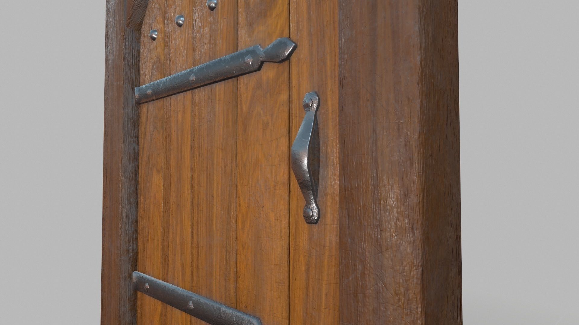 Medieval Wooden Door Low-poly 3D model_4