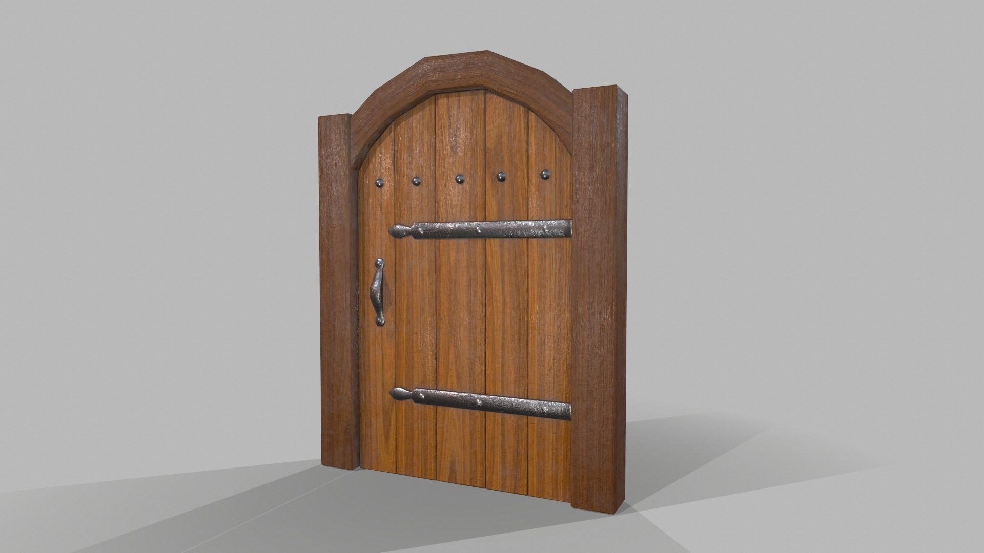 Medieval Wooden Door Low-poly 3D model_2
