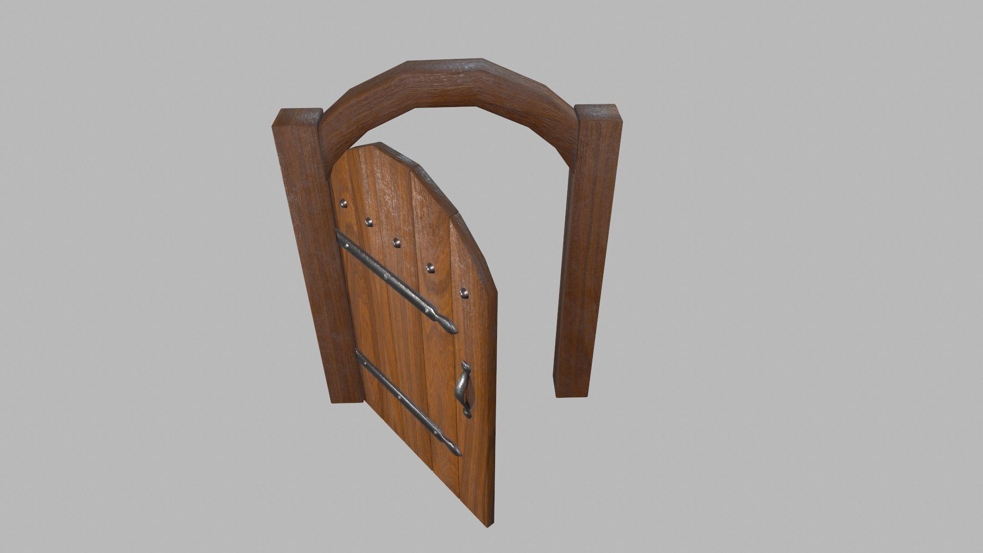 Medieval Wooden Door Low-poly 3D model_5
