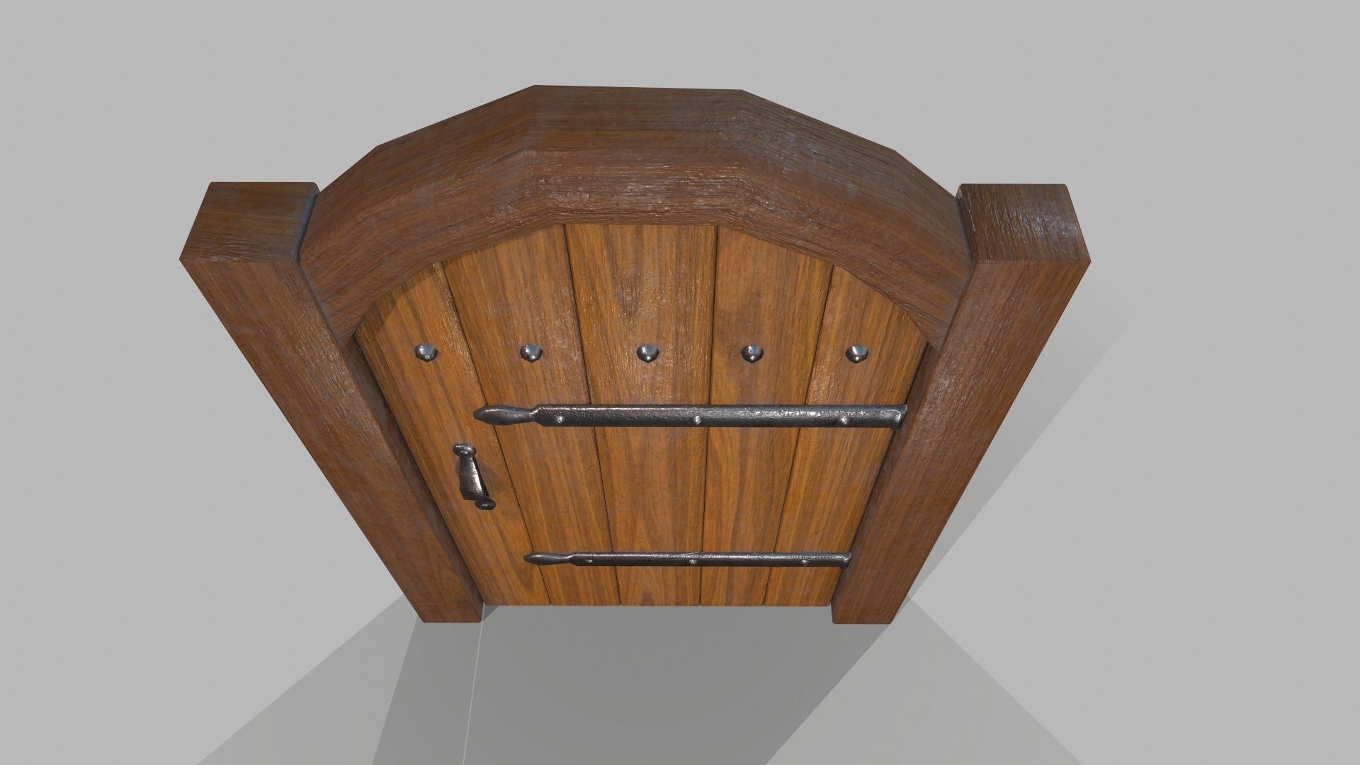 Medieval Wooden Door Low-poly 3D model_3