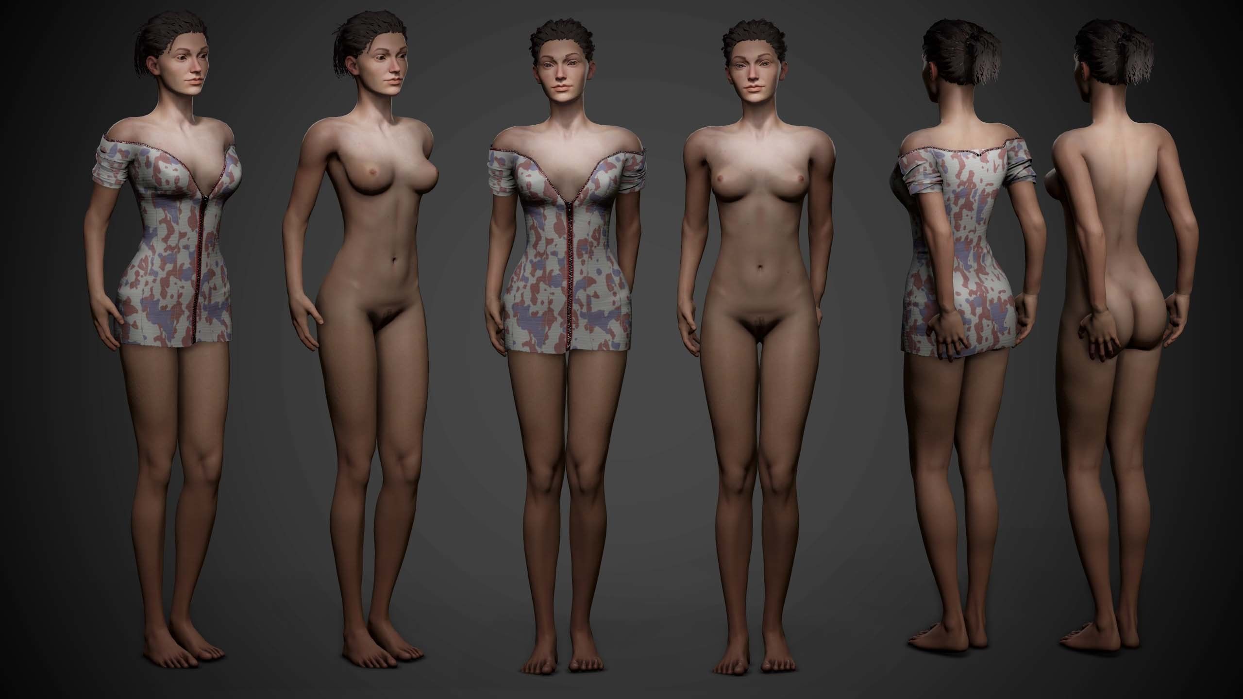 Realistic Female Model LowPoly sexy woman for sims Low-poly 3D model_9