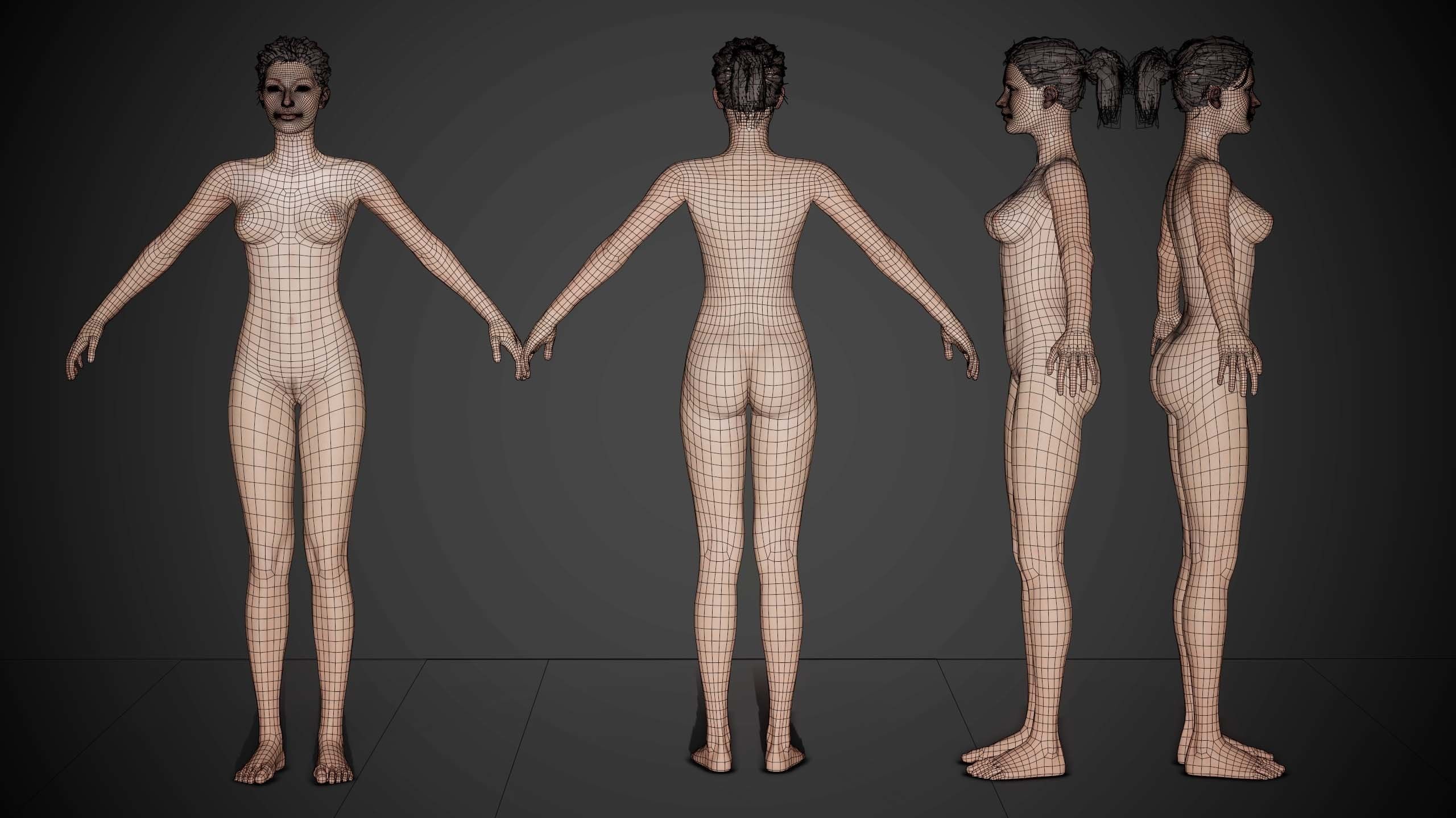 Realistic Female Model LowPoly sexy woman for sims Low-poly 3D model_5