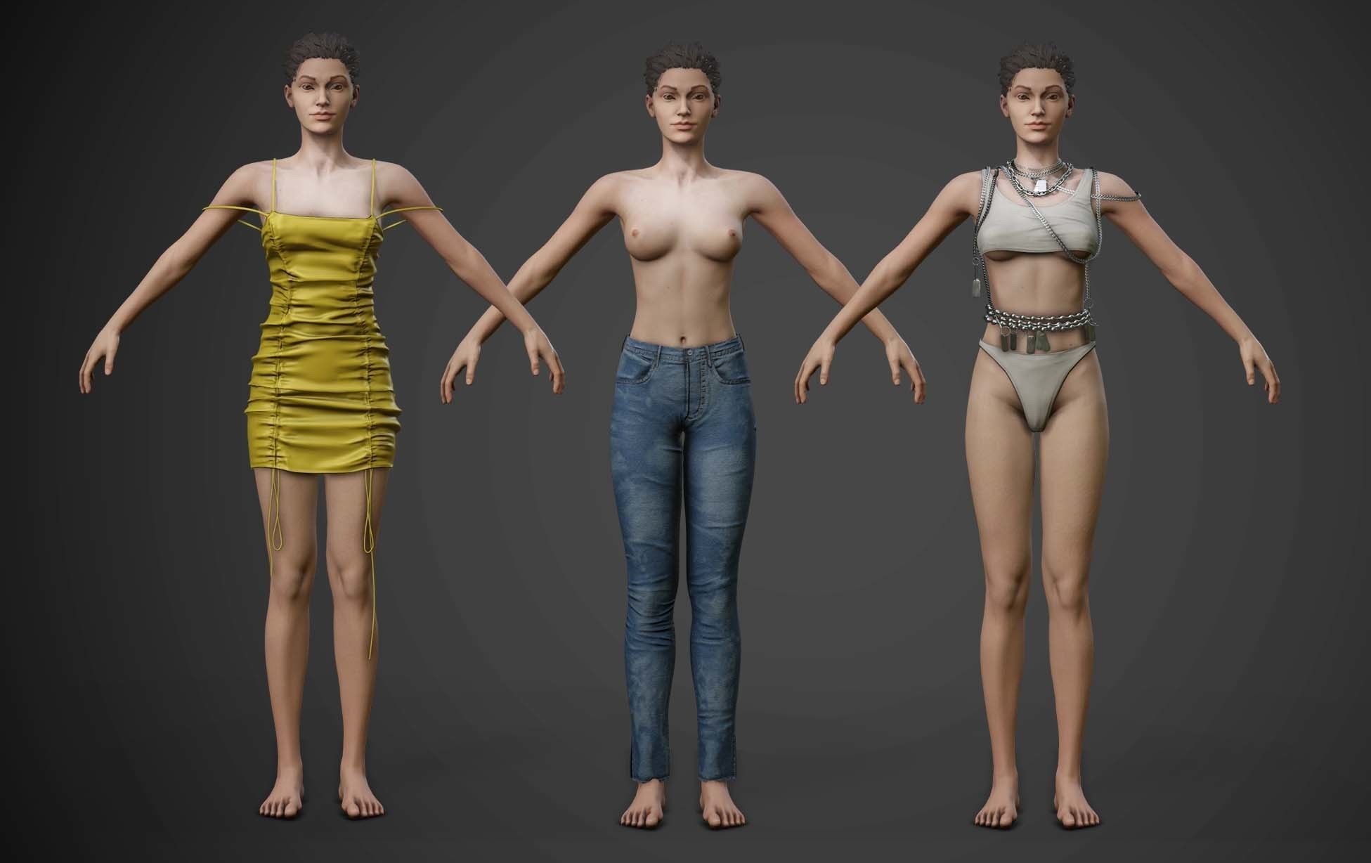 Realistic Female Model LowPoly sexy woman for sims Low-poly 3D model_8
