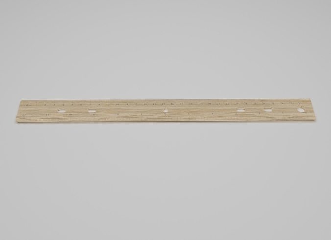 Wooden Ruler with Metal Edge Low-poly 3D model